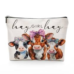 FFCTY Western-Make-up-Tasche, Kuh, Pferd, Schaf, Schwein, Lama, Geschenke, Kosmetiktasche, Reise-Kulturbeutel, Geburtstagsgeschenk für Frauen und Mädchen, HayCow von FFCTY