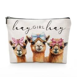 FFCTY Western-Make-up-Tasche, Kuh, Pferd, Schaf, Schwein, Lama, Geschenke, Kosmetiktasche, Reise-Kulturbeutel, Geburtstagsgeschenk für Frauen und Mädchen, HayLama von FFCTY