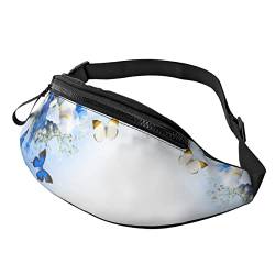 Bauchtasche mit Blumen und Schmetterling-Druck, für Outdoor-Sport, Freizeit, Sport, Hüfttasche für den Alltag, lässige Brusttasche für Männer und Frauen, Blumen- und Schmetterlingsdruck, Einheitsgröße von FFEXS