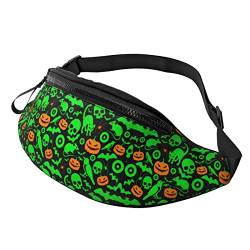 Bauchtasche mit Tiermotiv, Ziegenmuster, für Outdoor-Sport, Freizeit, Sport, Hüfttasche für den Alltag, lässige Brusttasche für Männer und Frauen, Green Ghost Horror Halloween Kürbis Druck, Einheitsgröße von FFEXS