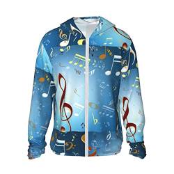 Blauer Marine Life Print Langarm Outdoor Leicht Sonnenschutz Hoodie UV Schutz Wandern Angeln Unisex, Notizdruck, XL von FFEXS