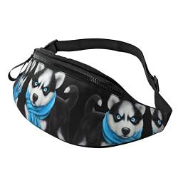 Granatapfel-Muster Druck Outdoor Sport Bauchtasche Freizeit Sport Hüfttasche Alltag Casual Brusttasche für Männer und Frauen, Blauäugiger Hundeaufdruck, Einheitsgröße von FFEXS