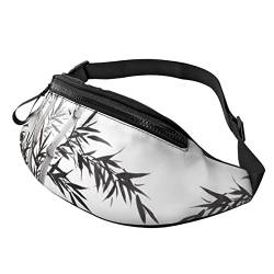 Monochrome Sketch Style Gaming Print Outdoor Sport Bauchtasche Freizeit Sport Hüfttasche Alltag Casual Brusttasche für Männer und Frauen, Chinesischer Kalligraphie-Druck mit Bambus-Baum-Motiv, Einheitsgröße von FFEXS