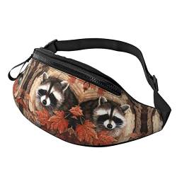 Oktopus Print Herren und Damen Freizeit Sport Hüfttasche Outdoor Sport Fanny Pack Alltag Casual Brusttasche, Waschbär im Herbst, Baumloch-Druck, Einheitsgröße von FFEXS