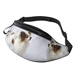 Schwarzer Deutscher Hund Print Herren Damen Freizeit Sport Hüfttasche Outdoor Sport Bauchtasche Alltag Casual Brusttasche, Niedlicher weißer Hundedruck, Einheitsgröße von FFEXS