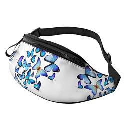 Snowmobile Print Herren und Damen Freizeit Sport Hüfttasche Outdoor Sport Fanny Pack Alltag Casual Brusttasche, Blauer Schmetterlings-Druck, One Size von FFEXS