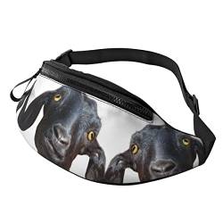 Tropische Palmen Druck Herren und Damen Freizeit Sport Hüfttasche Outdoor Sport Fanny Pack Alltag Casual Brusttasche, Süßer schwarzer Ziegen-Tierdruck, Einheitsgröße von FFEXS