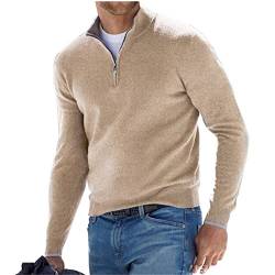 FFFF & OLFEH Herren Strickpullover Kaschmirpullover, Herrenpullover aus Kaschmir-Seide in Mehreren Farben, mit kurzem Reißverschluss, für Anlässe aus Business & Freizeit (Aprikose,XL) von FFFF & OLFEH