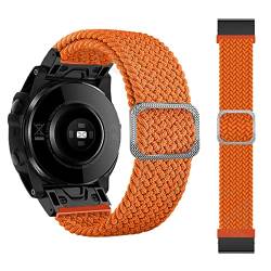 FFHAO 22 x 26 mm elastisches Smartwatch-Armband für Garmin Fenix 7 7X 6 6X Pro 5X 5 3HR 945 S60 S62 QuickFit Release Strap Nylon-Armband (Farbe: Orange, Größe: 26 mm für Fenix 7X 6X 5X) von FFHAO