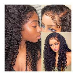 Damenperücken Haarersatz Perücken 150% Dichte Kinky Curly Edges Hairline Perücken Lace Front Perücken HD Transparente Lace Frontal Echthaarperücken mit lockigem Babyhaar for schwarze Frauen Perücke fü von FFNUM