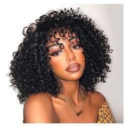 Damenperücken Haarersatz Perücken Frauen schwarz lockige Afro-Perücke mittelgroßes natürliches synthetisches Haar lockige Perücke for Kostümperücke oder tägliche Tragen (Density150) Perücke für Mode ( von FFNUM