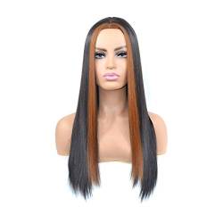 Damenperücken Haarersatz Perücken Haarnetz rotes langes glattes Haar-Perücke mittleres Teil Bleichen und Färben von hellbrauner langer seidig gerader Haarperücke for den täglichen Partei Perücke für M von FFNUM