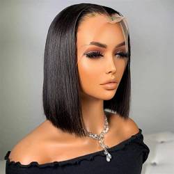 Damenperücken Haarersatz Perücken Kurze Bob-Perücke Lace Frontal Perücke Brasilianisches Echthaar 8-16" lange glatte transparente Spitzenperücken Glatte Remy-Haar-Perücken 150% Dichte Perücke für Mode von FFNUM