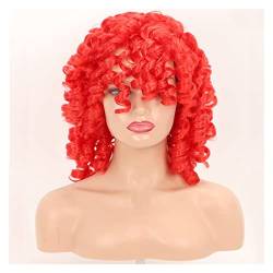 Damenperücken Haarersatz Perücken Perücken for schwarze Frauen Puffy Kinky Curly mit Pony Synthetische natürliche orange rotblonde Perücke Perücke für Mode (Color : 03, Size : 12inches) von FFNUM