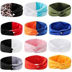 Haarbänder für Frauen 12 STÜCK Frauen Stirnband Breit Turban Geknotet Headwrap Mädchen Haarband Haarband Haarschmuck for Frauen Haarzubehör Haarbänder von FFNUM