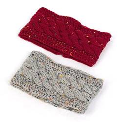 Haarbänder für Frauen 2PCS Winter Headbands For Women Warmer Knit Soft Elastic Crochet Headband Chunky Head Wrap Haarzubehör Haarbänder ( Color : Y45 ) von FFNUM