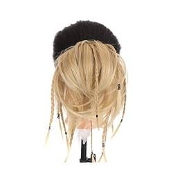 Haargummi Verlängerung Synthetische Chignon-Verlängerungen for glattes Haar mit Zöpfen, unordentlicher Haarknoten mit Gummibändern, Haargummis, Haarteile for Frauen, natürliches Kunsthaar Easy Scrunch von FFNUM
