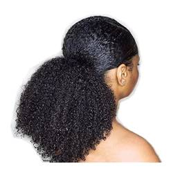 Pferdeschwanz-Erweiterung Afro Kinky Curly Hair Pferdeschwanz Extensions Clip in Drawstring Pferdeschwanz Echthaar Extensions 4B 4C Afro Curly Drawstring Pferdeschwanz Haarteile für Damen Daily Wear ( von FFNUM