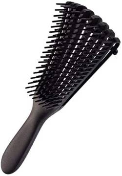 Detangler Haarbürstenkamm für Afro-Haare 3a bis 4c Verworrenes, welliges, lockiges Haar, leicht zu entwirren mit Wet/Dry, Conditioner Antistatischer Kopfkamm (1 Stück, Schwarz) von FFOMG