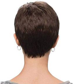 Afro Perücke Short Pixie Cut glattes Haar Perücken Synthetische Bob mit Pony-Frisur für schwarze Frauen Dunkelbraun Natürlich 8 „100G,Rot von FFWIGS
