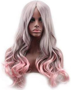 Grau zu rosa Art und Weise Perücke für Frauen Qualitäts-natürliches gewelltes langes weiches synthetisches Haar Hitzebeständiges von FFWIGS