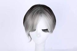 Kurze stilvolle graue und schwarze leicht flauschige gewellte Perücke Hochtemperatur Faser Synthetisches Haar für Frauen Party Täglicher Gebrauch von FFWIGS