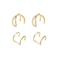 4 Stück Ear Cuff Ohrringe Silber Ohrklemme Helix Knorpel Clip On Wrap Ohrringe Knorpel Manschette Ohr Klemme Gold Earcuffs Set für Damen Frauen (Gold) von FFWTPY