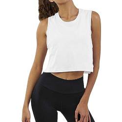 Damen Sport Tank Tops Workout Yoga Fitness Crop Top Ärmelloses Racerback Leichte Lose T-Shirts Sommer Training Jogging Running Sportbekleidung von FFWTPY