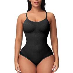 FFWTPY Damen Shapewear Bodysuit Bauchweg Formende Body Shaper Figurformender Fajas Nahtloser Miederbody Stark Formende mit Verstellbare Träger BH Shaping Bodysuit von FFWTPY