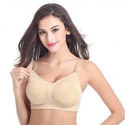 FFWTPY Still BH Ohne Bügel für Damen, Nahtloser Gepolstert Schwangerschafts BH, Komfort Schlaf Bustier, Atmungsaktivem Unterwäsche (as3, Numeric, jaspo_2X_o, jaspo_2X_ot, Beige, M) von FFWTPY