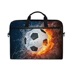 Laptophülle, Motiv: Fußballball im Feuer und Wasser, 3-lagig, mit strapazierfähigem Reißverschluss für Lenovo HP MacBook Pro Neopren Notebook 14 15 15,4 Zoll von FFY Go