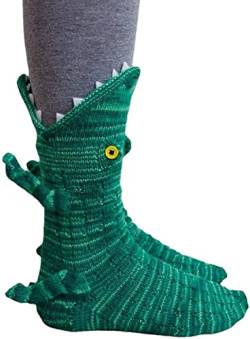 Unisex Strick Krokodil Socken, Krokodil-Stricksocken Tierstrick-Socken Skurrile Krokodil-Strick-Design halten warm Winter Dinosaurier Stricken Socken Frau Mann Mädchen Jungen (D) von FFYY