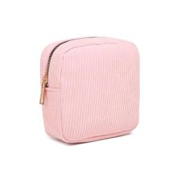 FFpaw Kleine Make-up-Tasche für Geldbörse, Mini-Kosmetiktasche für Damen, kleine Kosmetiktasche für Geldbörse, Kord, niedliche Taschen, Geldbörse, Organizer, Make-up, Reisen, Kulturartikel, Mini Pink, von FFpaw