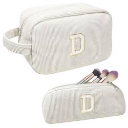 FFpaw Personalisiertes Make-up-Taschen-Set mit Anfangsbuchstaben, große Kord, adrette Kosmetiktasche, Reise-Kulturbeutel, kleine Make-up-Tasche für Geldbörse, Make-up-Organizer, Tasche, von FFpaw