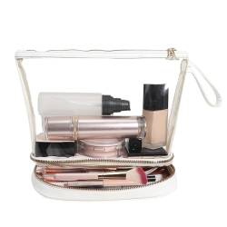 FFpaw Transparente Make-up-Tasche Organizer, TSA-genehmigt, tragbare Reise-Kulturtasche, Mehrzweck-Kosmetiktasche für Frauen, veganes Leder, Make-up-Tasche, transparente Gepäck-Aufbewahrungstasche für von FFpaw