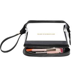 FFpaw Transparente Make-up-Tasche Organizer, TSA-genehmigt, tragbare Reise-Kulturtasche, Mehrzweck-Kosmetiktasche für Frauen, veganes Leder, Make-up-Tasche, transparente Gepäck-Aufbewahrungstasche für von FFpaw