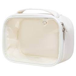 FFpaw Transparente Make-up-Taschen, TSA genehmigtes Kosmetiktaschen-Set, transparente Kulturtasche mit Reißverschluss-Griff, Kosmetiktaschen für Frauen, Weiß, Größe M, Reise-Kosmetiktasche von FFpaw