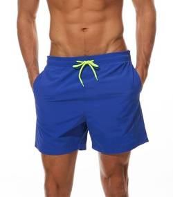 FGFD&OU Herren Badehose Schnelltrocknend Badeshorts Summer Swim Shorts lässige Badeshorts für Männer Sporthose kurz mit Mesh-Futter und Verstellbarem Tunnelzug (Tiefes blau, L) von FGFD&OU