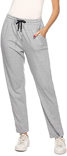 FGFD&OU Jogginghose Damen Sporthose Baumwolle für Frauen Sweathose Jogging Hose Mädchen Trainingshosen Slim Fit Jogger Sweatpants Lang Freizeithose Laufhosen für Damen (Hellgrau, XL) von FGFD&OU