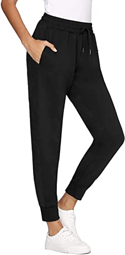 FGFD&OU Jogginghose Damen Sporthose Damen Baumwolle Sweathose für Frauen Jogging Hose Lang Mädchen Trainingshosen Slim Fit Jogger Sweatpants Freizeithose Sportwear für Damen (Schwarz, 3XL) von FGFD&OU