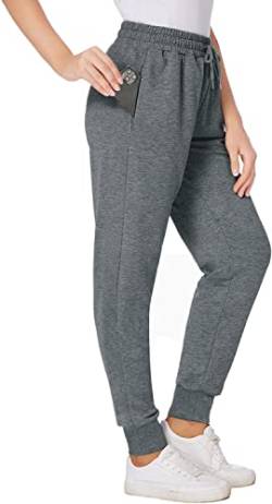 FGFD&OU Jogginghose Damen Sporthose Damen Baumwolle Sweathose für Frauen Jogging Hose Lang Mädchen Trainingshosen Slim Fit Jogger Sweatpants Freizeithose Sportwear für Damen (Tiefgrau, 3XL) von FGFD&OU