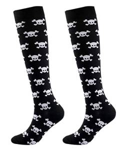 FGFD&OU Kompressionsstrümpfe für Damen und Herren Lustige Socken für Halloween Kompressionssocken Bunte Stützstrümpfe Socken für Laufen, Sport Radsport Jogging, geschenke für halloween(Stil6, L/XL) von FGFD&OU