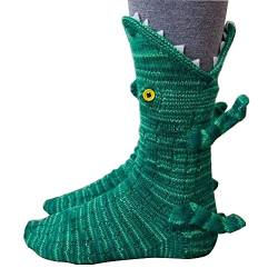 FGFD&OU Lustige Socken Herren Damen Bunte Stricksocken Winter Dicke Warme Socken Unisex Kuschel Thermosocken Grobstrick Weihnachtssocken Weihnachtsgeschenke für Männer und Frauen (Krokodil, 39-46) von FGFD&OU