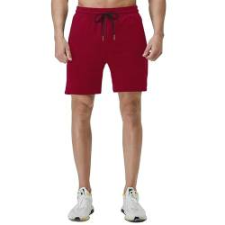 FGFD&OU Shorts Herren Baumwolle Kurz Hosen Jogginghose Kurze Sporthose Sommerhose Sweathose Atmungsaktive Laufshorts Trainingshose zum Fitness Running Gym Basketball Yoga für Sommer (Z-Weinrot, M) von FGFD&OU