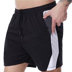 FGFD&OU Shorts Herren Kurz Hosen Schnelltrocknende Männer Jogginghose Kurze Sporthose Sommerhose Sweathose Atmungsaktive Laufshorts Trainingshose zum Fitness Running Gym für Sommer (Schwarz&weiß, M) von FGFD&OU