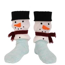 FGFD&OU Socken für Damen Herren Lustige Warme Socken Unisex Thermosocken Stricksocken Winter Dicke, Weihnachtssocken für Mädchen Junge, Weihnachtsgeschenke (Stil1-Schneemann, 39-46) von FGFD&OU