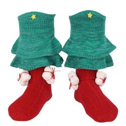 FGFD&OU Socken für Damen Herren Lustige Warme Socken Unisex Thermosocken Stricksocken Winter Dicke, Weihnachtssocken für Mädchen Junge, Weihnachtsgeschenke (Stil2-Weihnachtsbaum, 39-46) von FGFD&OU