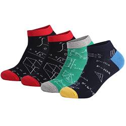 FGFD&OU Socken für Herren und Damen Lustiges Socken Mathematische Socken für Männer Geschenk Neuheit Baumwolle Unisex, Sportsocken, Skateboard-Socken für Sommer und Winter (4Paare-Knöchelsocken) von FGFD&OU