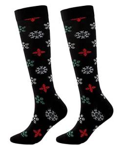 FGFD&OU Weihnachtssocken Kompressionsstrümpfe für Damen und Herren Lustige Socken für Weihnachten Kompressionssocken Bunte Stützstrümpfe Socken für Laufen Sport, Weihnachtsgeschenke (Stil3, L/XL) von FGFD&OU