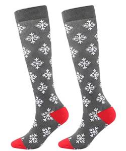 FGFD&OU Weihnachtssocken Kompressionsstrümpfe für Damen und Herren Lustige Socken für Weihnachten Kompressionssocken Bunte Stützstrümpfe Socken für Laufen Sport, Weihnachtsgeschenke (Stil4, S/M) von FGFD&OU